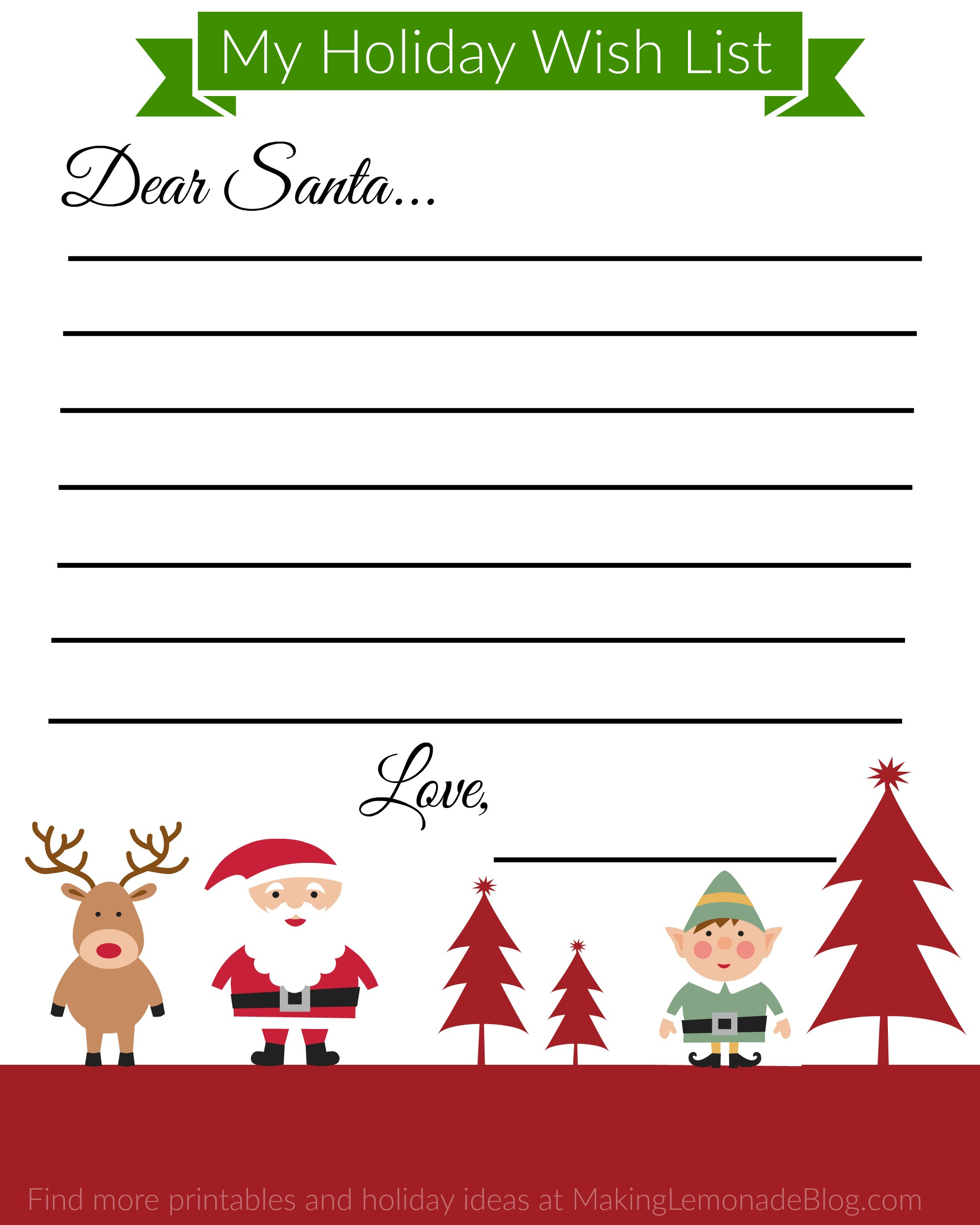 Free Printable Holiday Wish List For Kids - Making Lemonade for Free Printable Christmas List