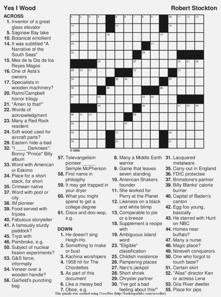 Free Printable Crossword Puzzle