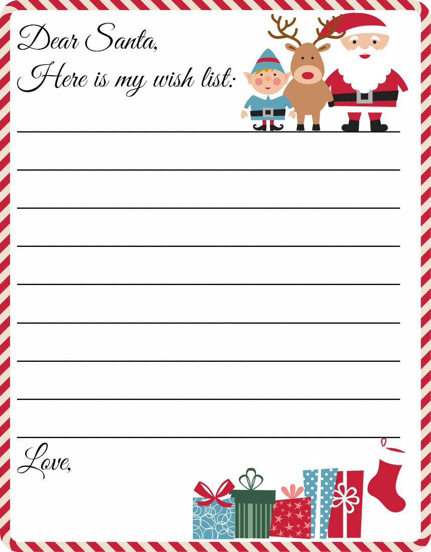 Free Printable Letter To Santa Template ~ Cute Christmas Wish List intended for Santa Wish List Printable