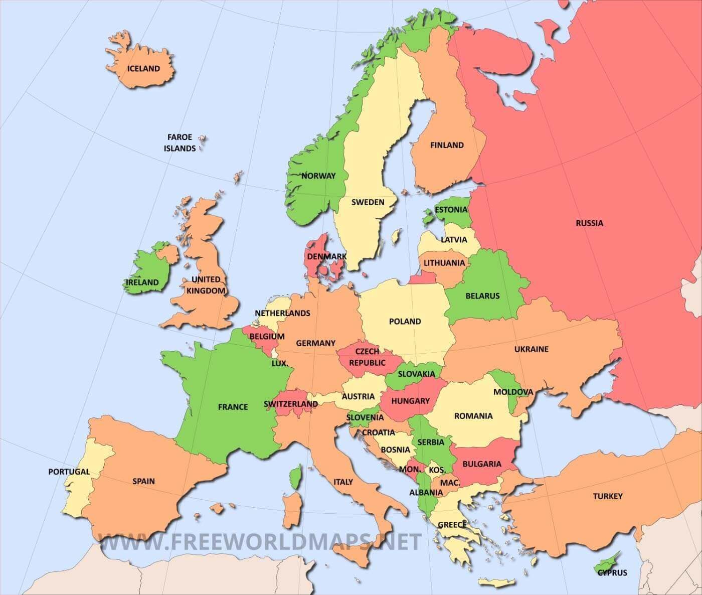 Free Printable Maps Of Europe within Printable Map Of Europe