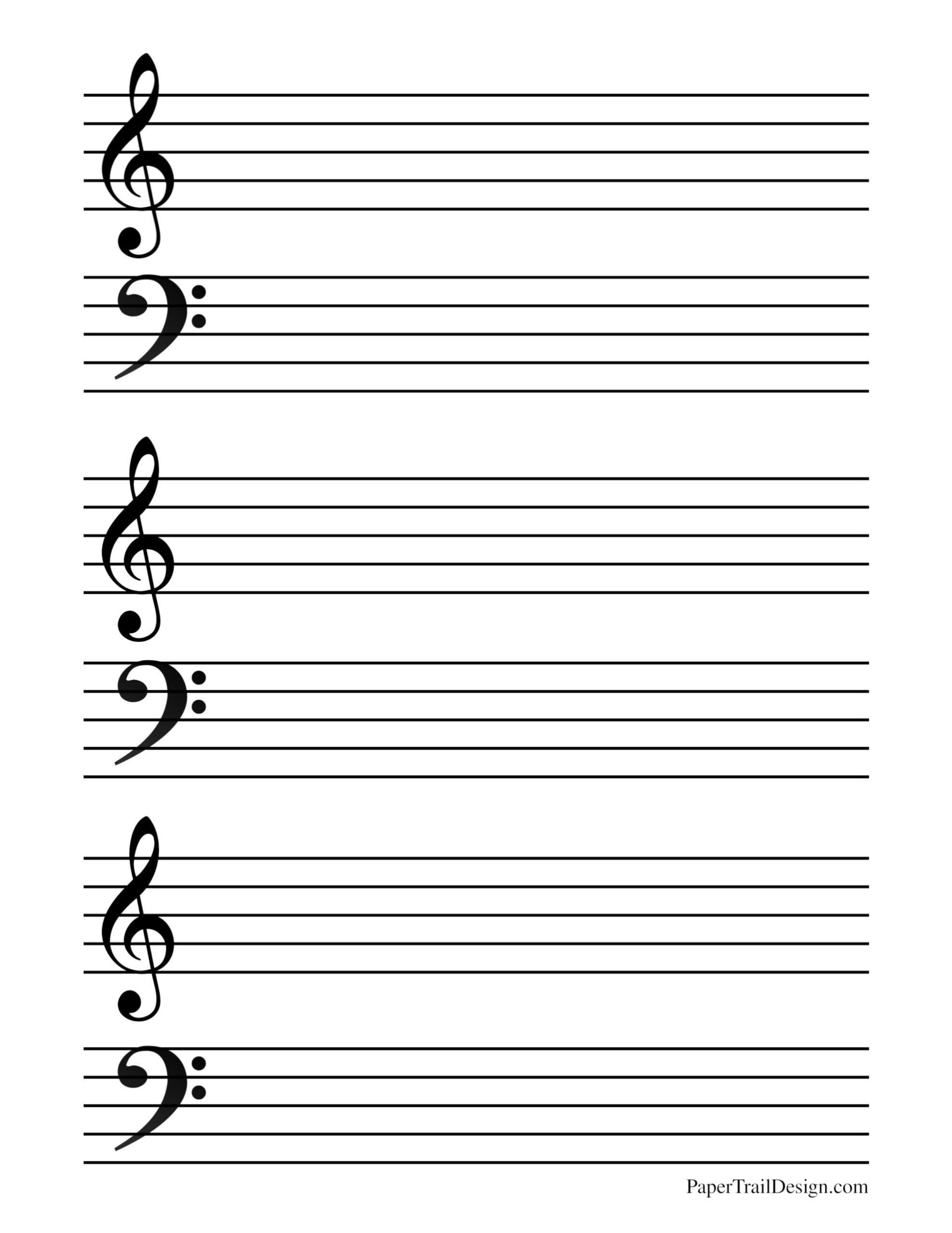 Free Printable Music Staff Paper | Paper Trail Design inside Music Staff Paper Printable