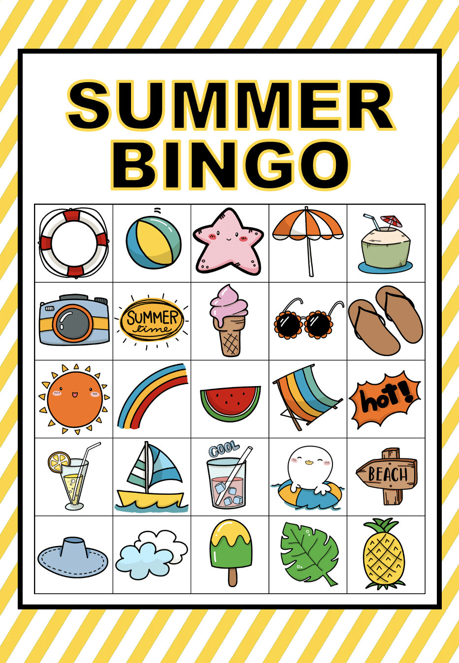 Free Printable Picture Bingo Cards (Summer Edition) - We Made This with Free Printable Bingo Game Cards