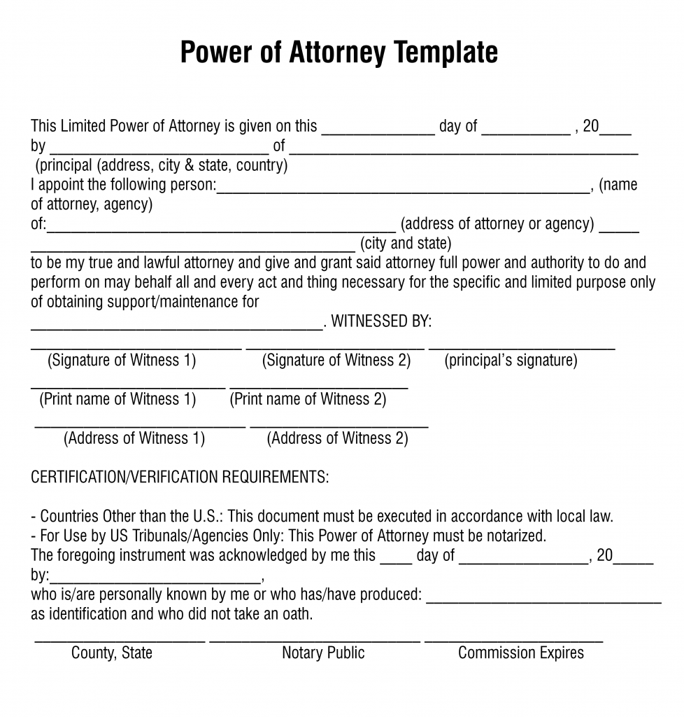 Free Printable Power Of Attorney Forms (Word Or Pdf) for Printable Power Of Attorney Form