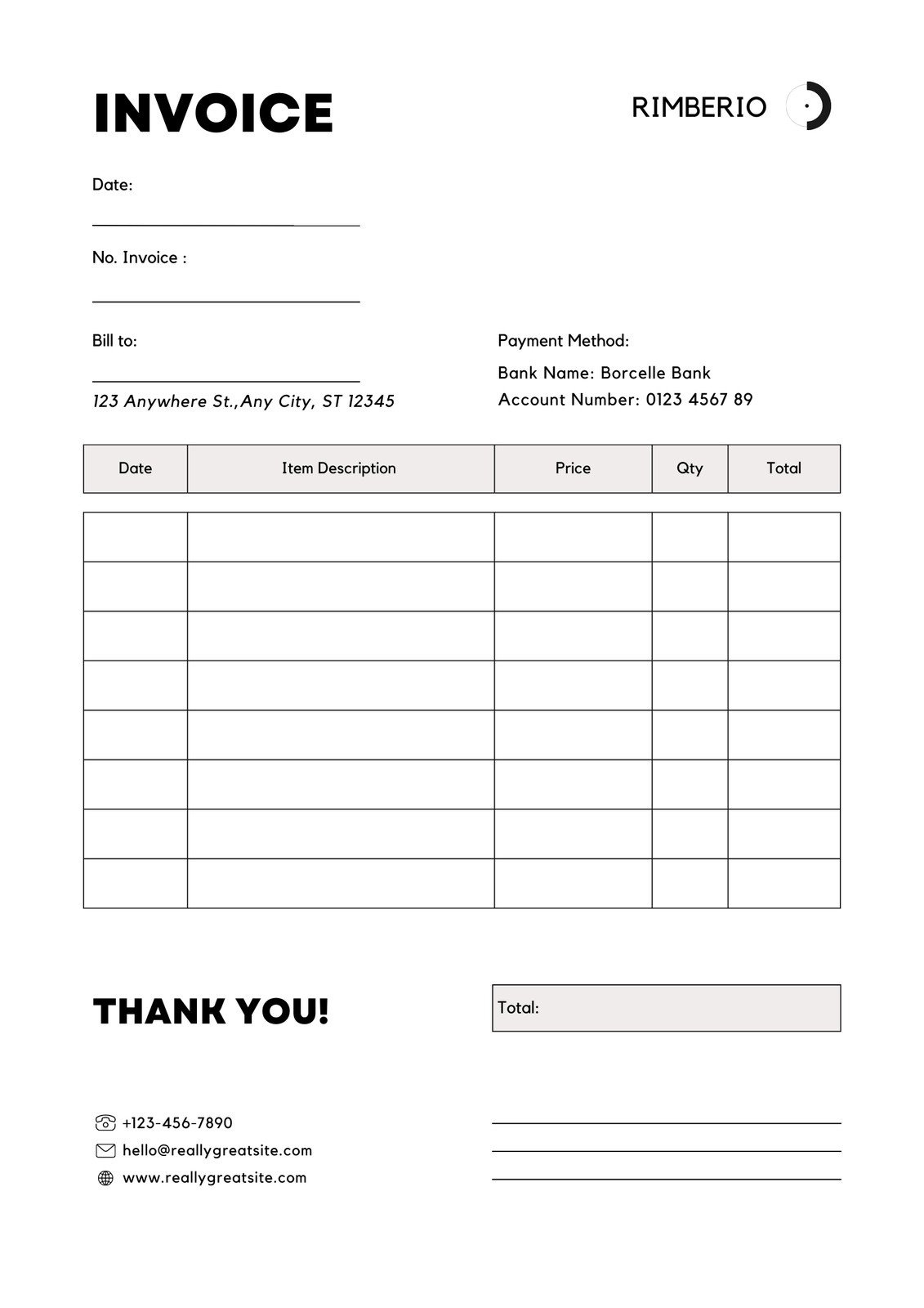 Free, Printable, Professional Invoice Templates To Customize | Canva for Invoice Template Printable Free