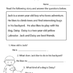 Free Printable Reading Comprehension Practice Worksheet Pertaining To Free Printable Reading Comprehension