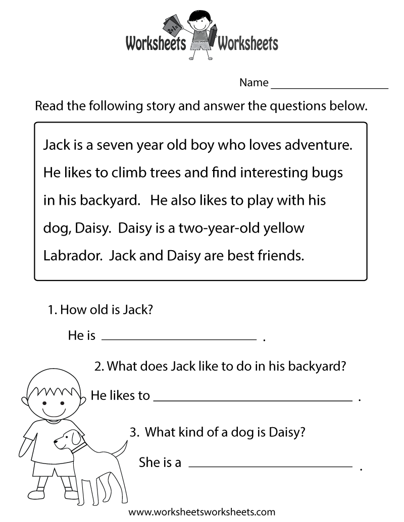 Free Printable Reading Comprehension Practice Worksheet pertaining to Free Printable Reading Comprehension