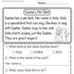 Free Printable Reading Comprehension Worksheet Within Free Printable Reading Comprehension