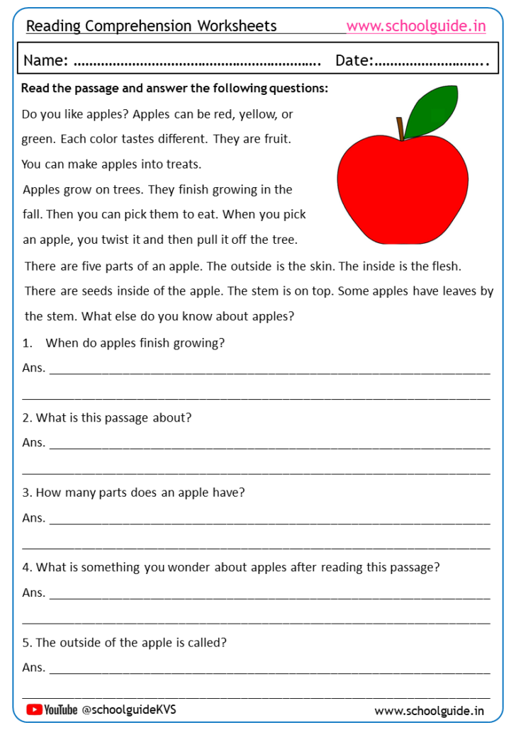 Free Printable Reading Comprehension