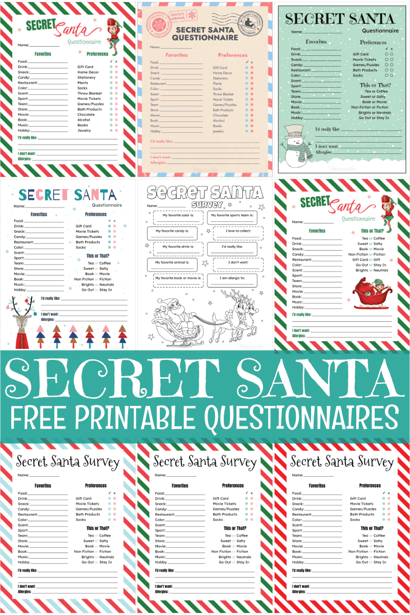 Free Printable Secret Santa Form for Secret Santa Template Printable