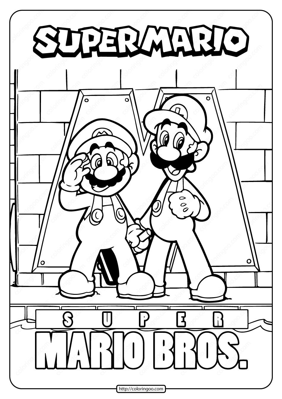 Free Printable Super Mario Bros Coloring Page intended for Mario Brothers Printable Coloring Sheets