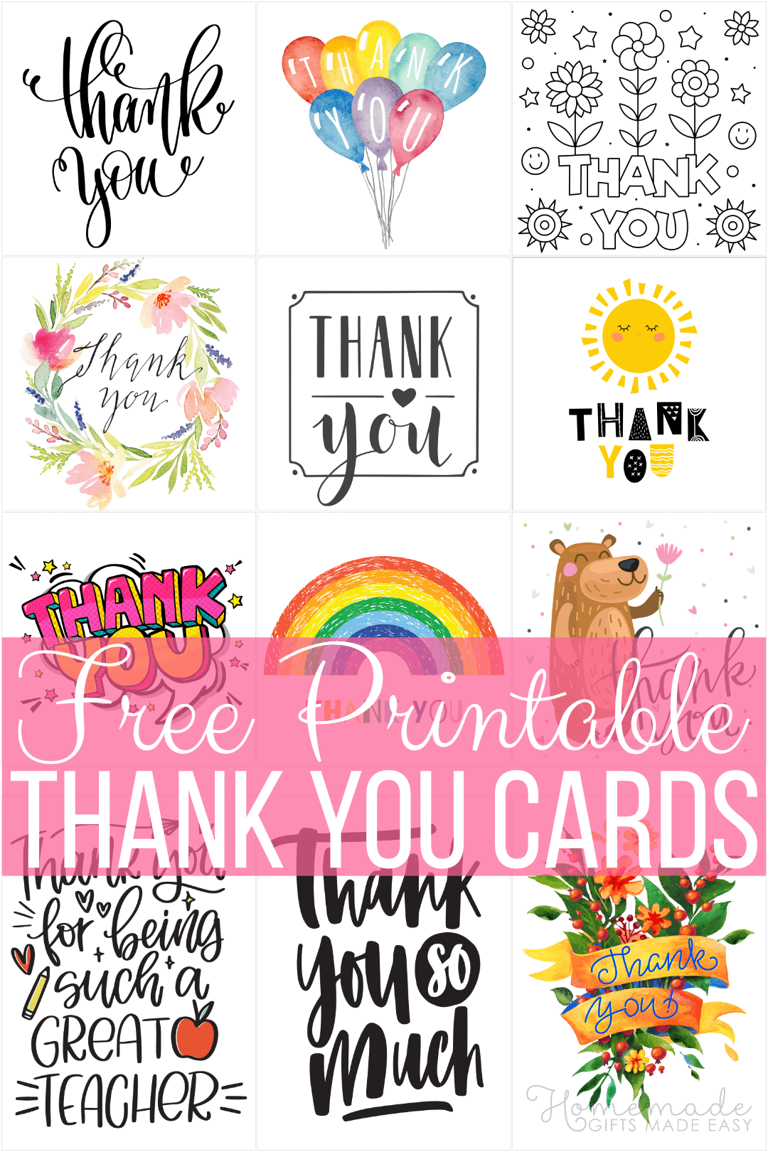 Free Printable Thank You Cards in Thank You Card Printable