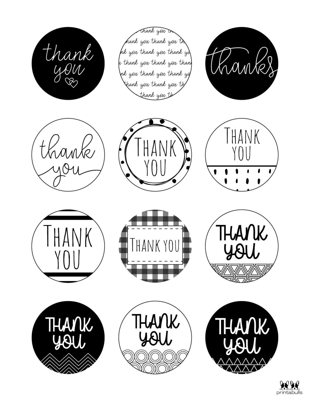 Free Printable Thank You Tags - 300 Tags | Printabulls for Printable Stickers Thank You