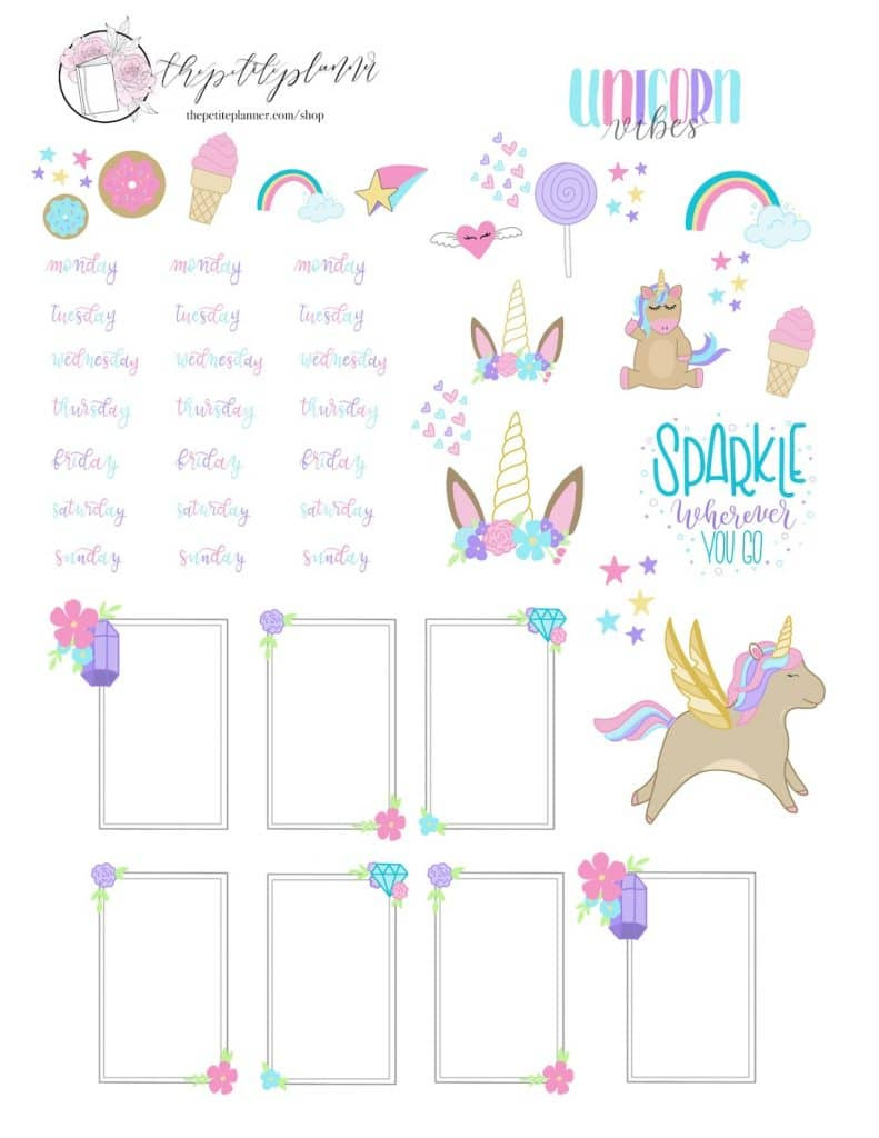 Free Printable Unicorn Stickers For Your Bullet Journal ⋆ The inside Littie Cutie Stickers Printable Free Printable