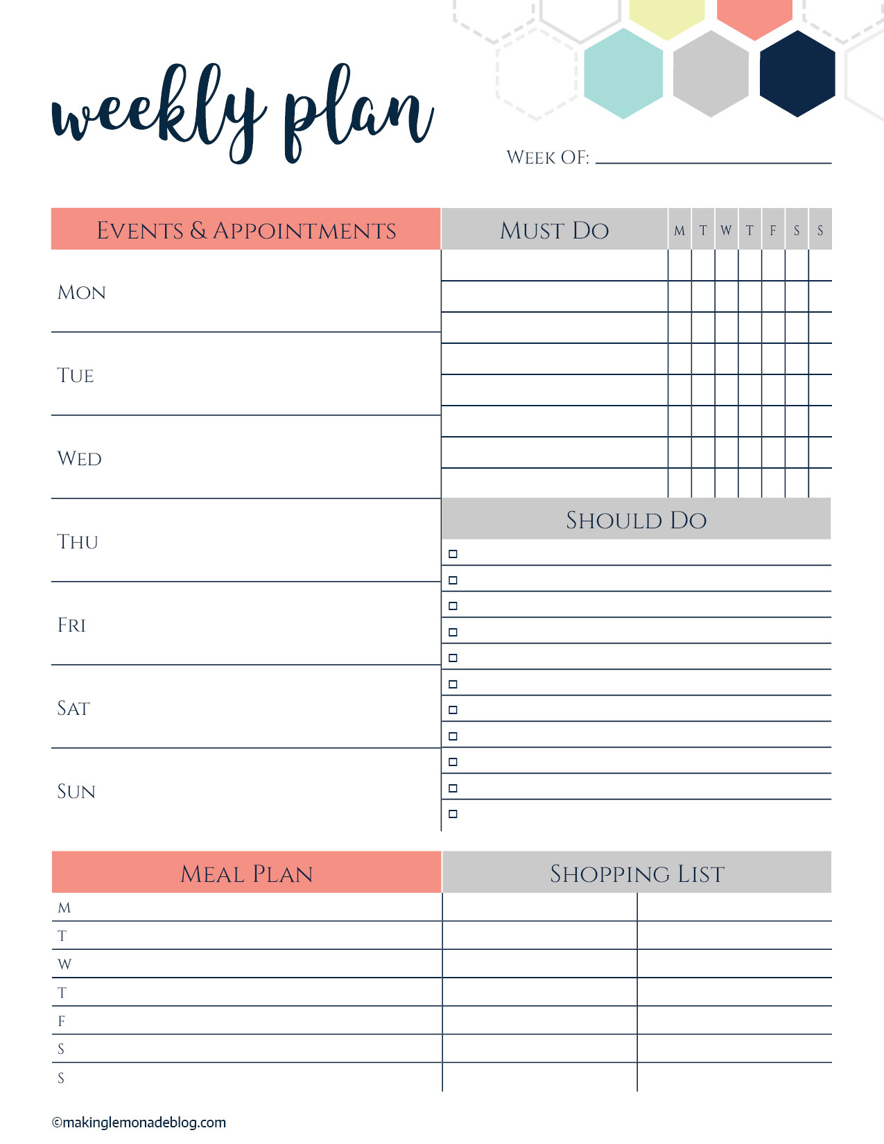 Free Printable Weekly Planner inside Free Weekly Planner Printable