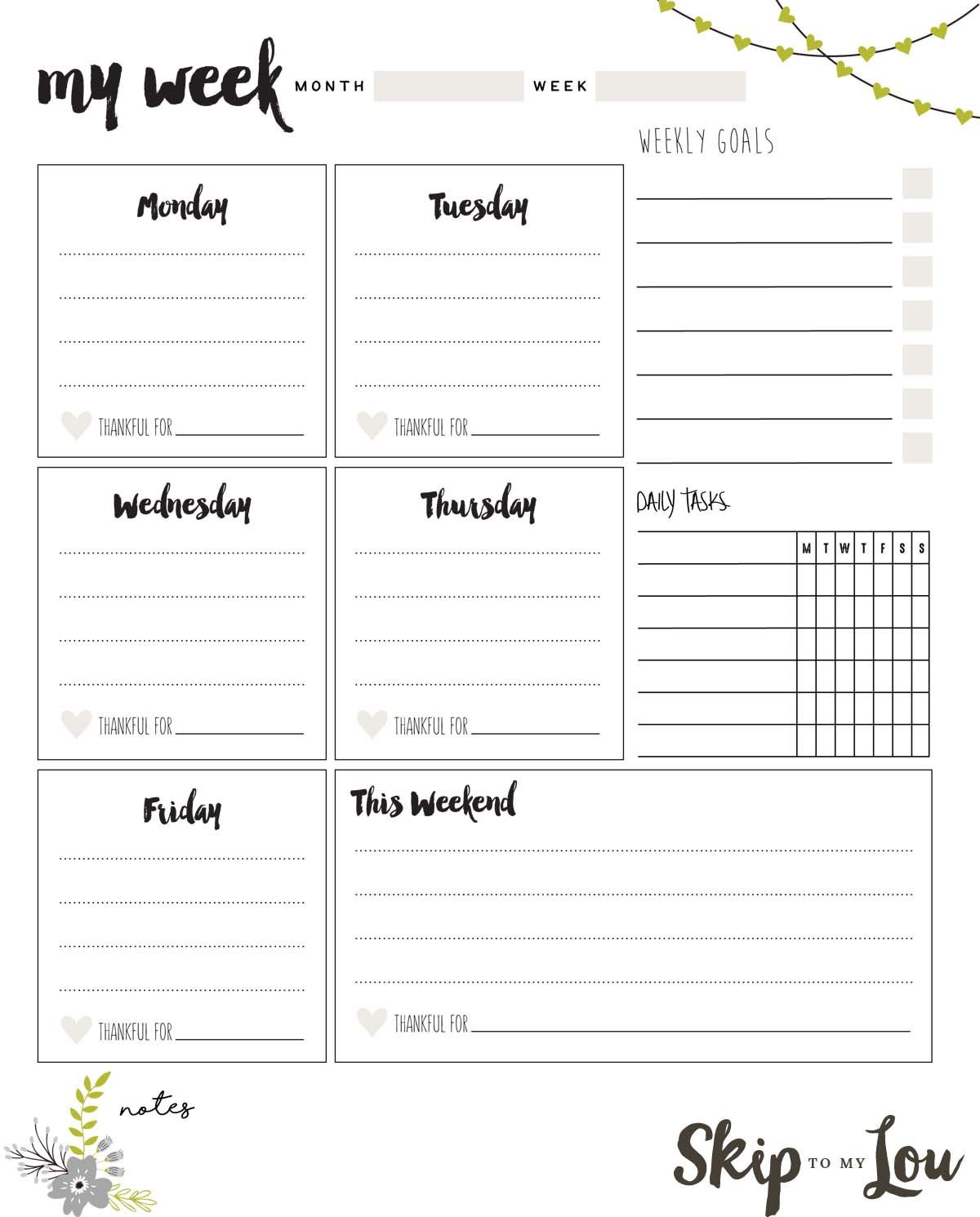 Free Printable Weekly Planner | Skip To My Lou pertaining to Free Printable Weekly Planner