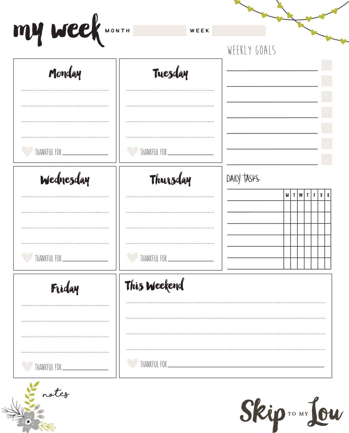 Free Printable Weekly Planner | Skip To My Lou within Free Weekly Planner Printable