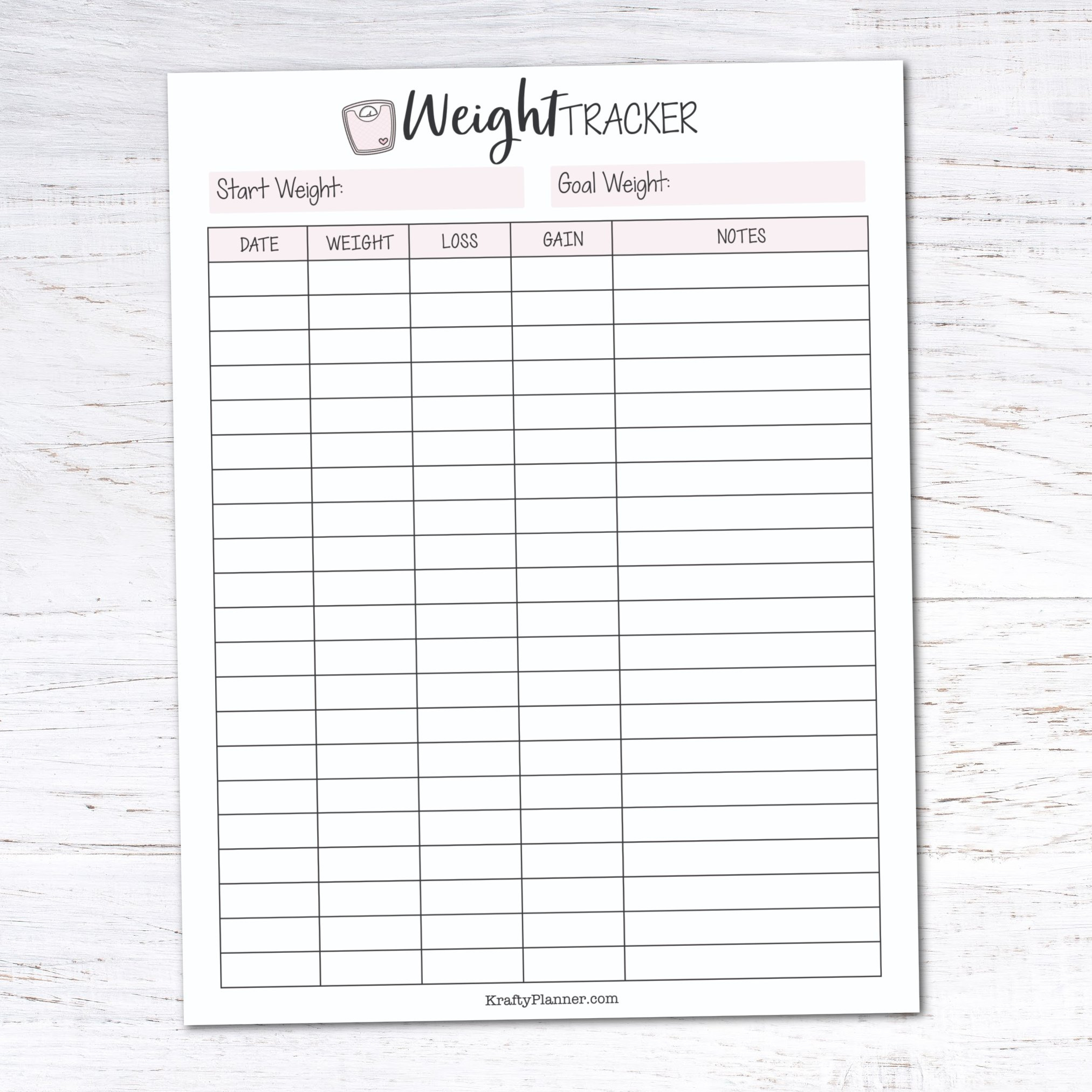 Free Printable Weight Loss Tracker — Krafty Planner regarding Weight Loss Tracker Printable