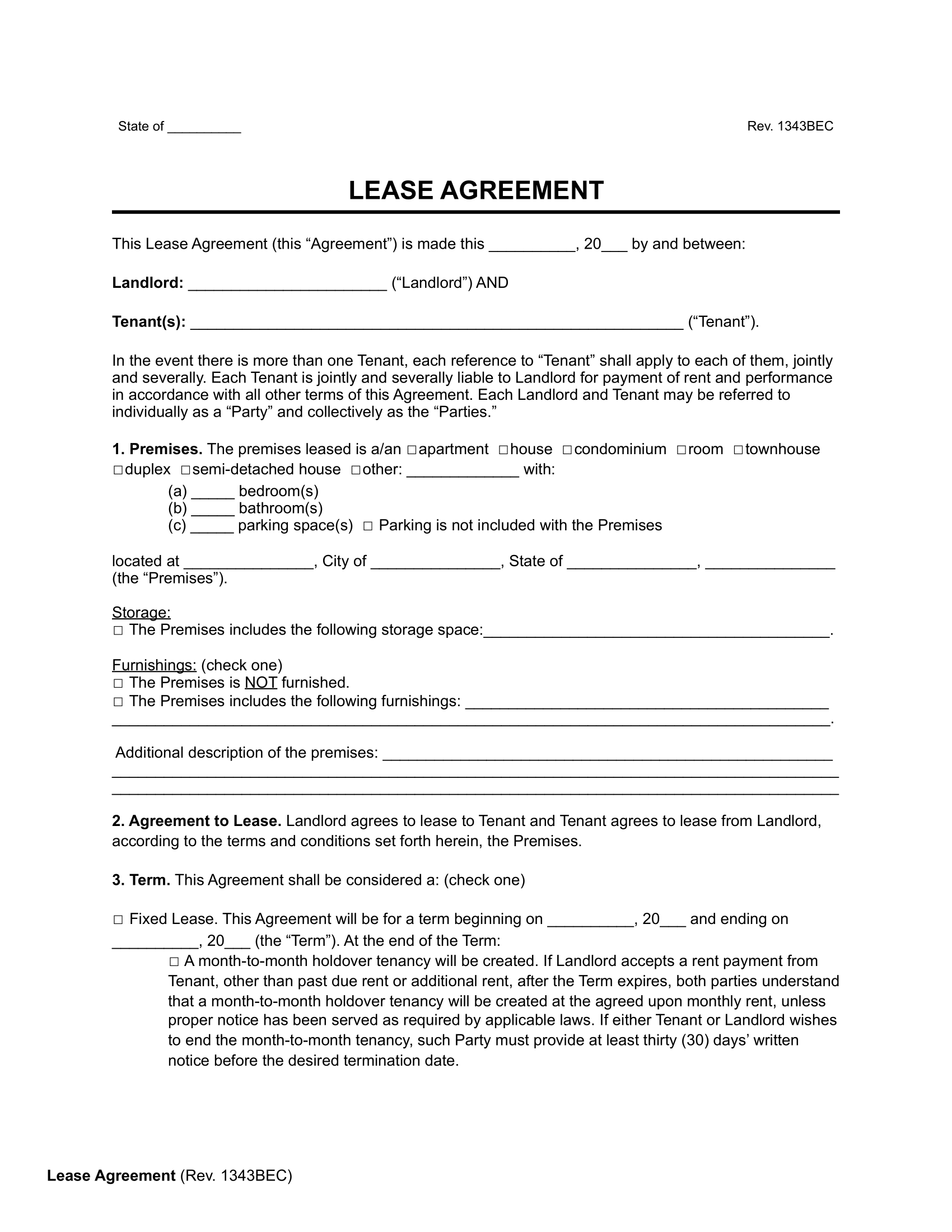 Free Rental &amp;amp; Lease Agreement Templates | Pdf &amp;amp; Word with Printable Lease Agreement Template