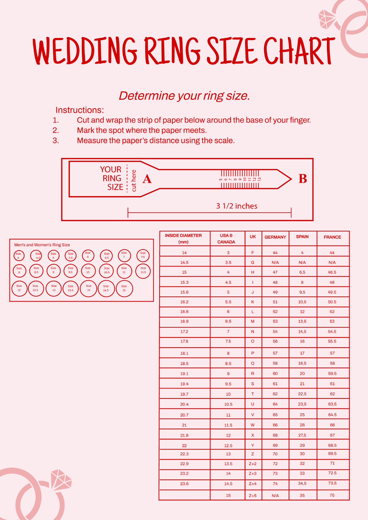 Free Ring Size Chart Templates &amp;amp; Examples - Edit Online &amp;amp; Download throughout Free Printable Women&amp;#039;S Ring Sizer