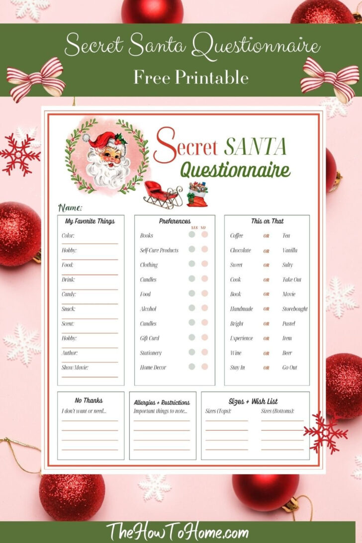 Secret Santa Questions Printable