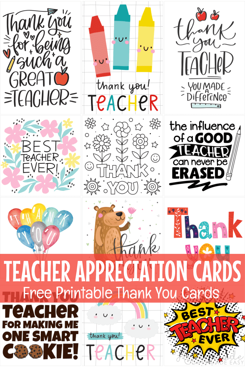 Free Teacher Appreciation Cards &amp;amp; Thank You Cards For Teachers 2024 regarding Printable Teacher Appreciation Cards