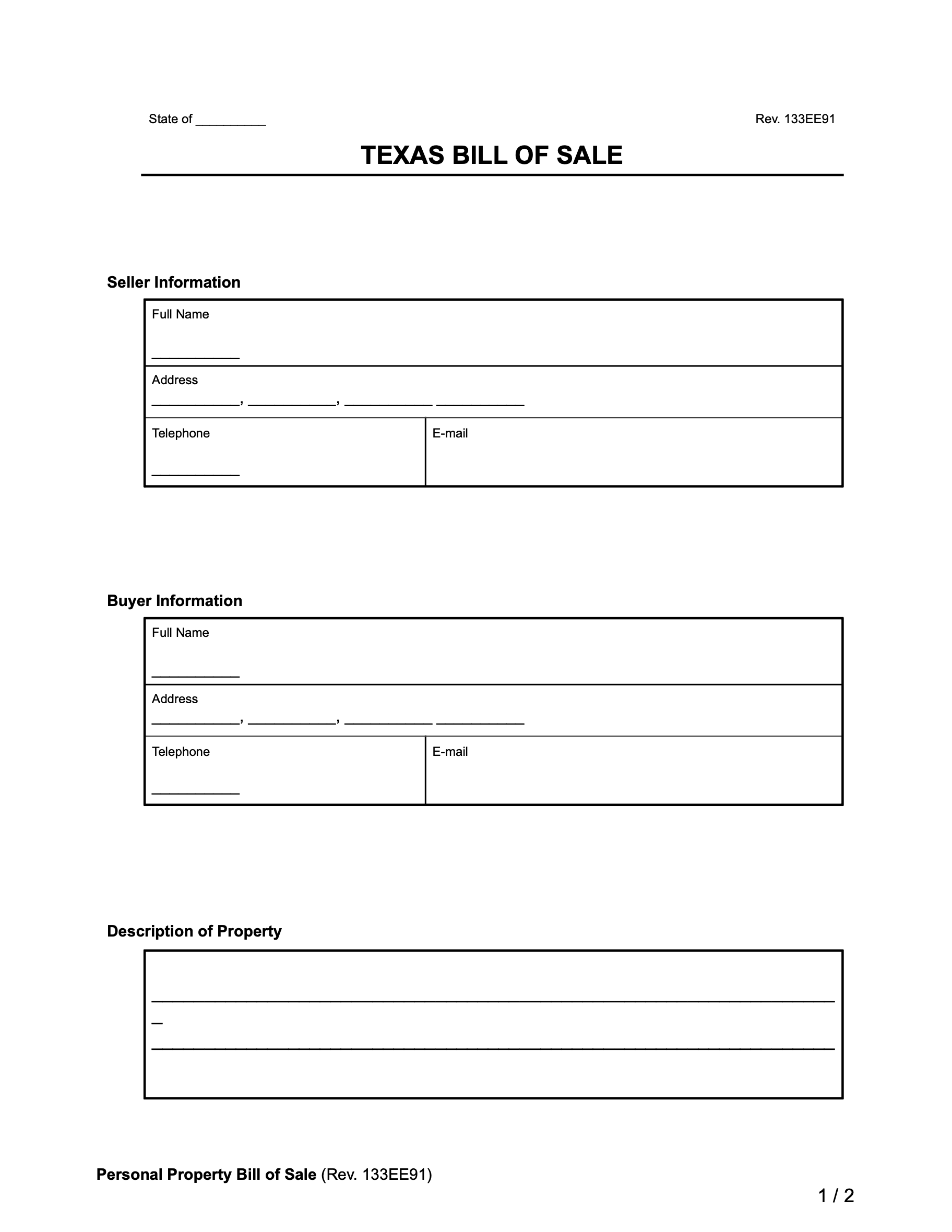 Free Texas Bill Of Sale Forms | Pdf &amp;amp; Word regarding Printable Bill of Sale Texas