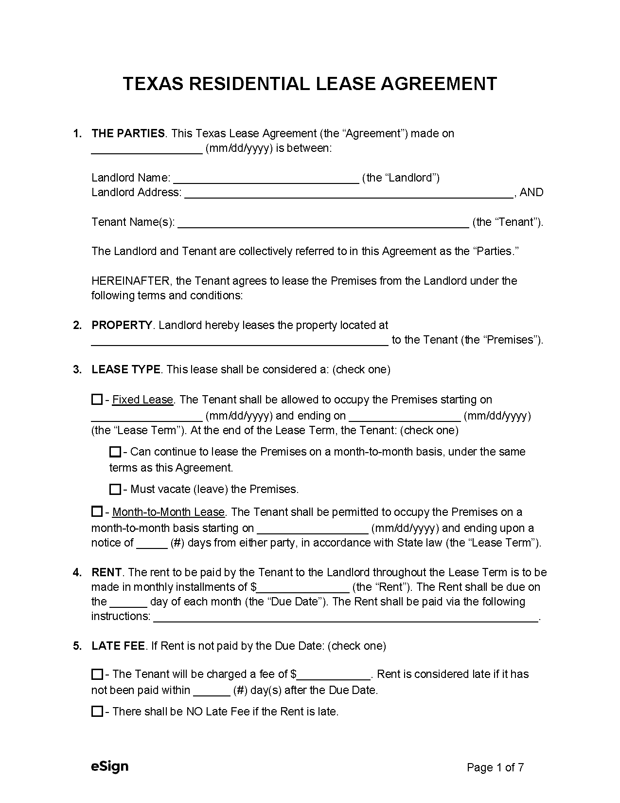 Free Texas Rental Lease Agreement Templates (8) | Pdf | Word in Free Printable Rental Lease Agreement