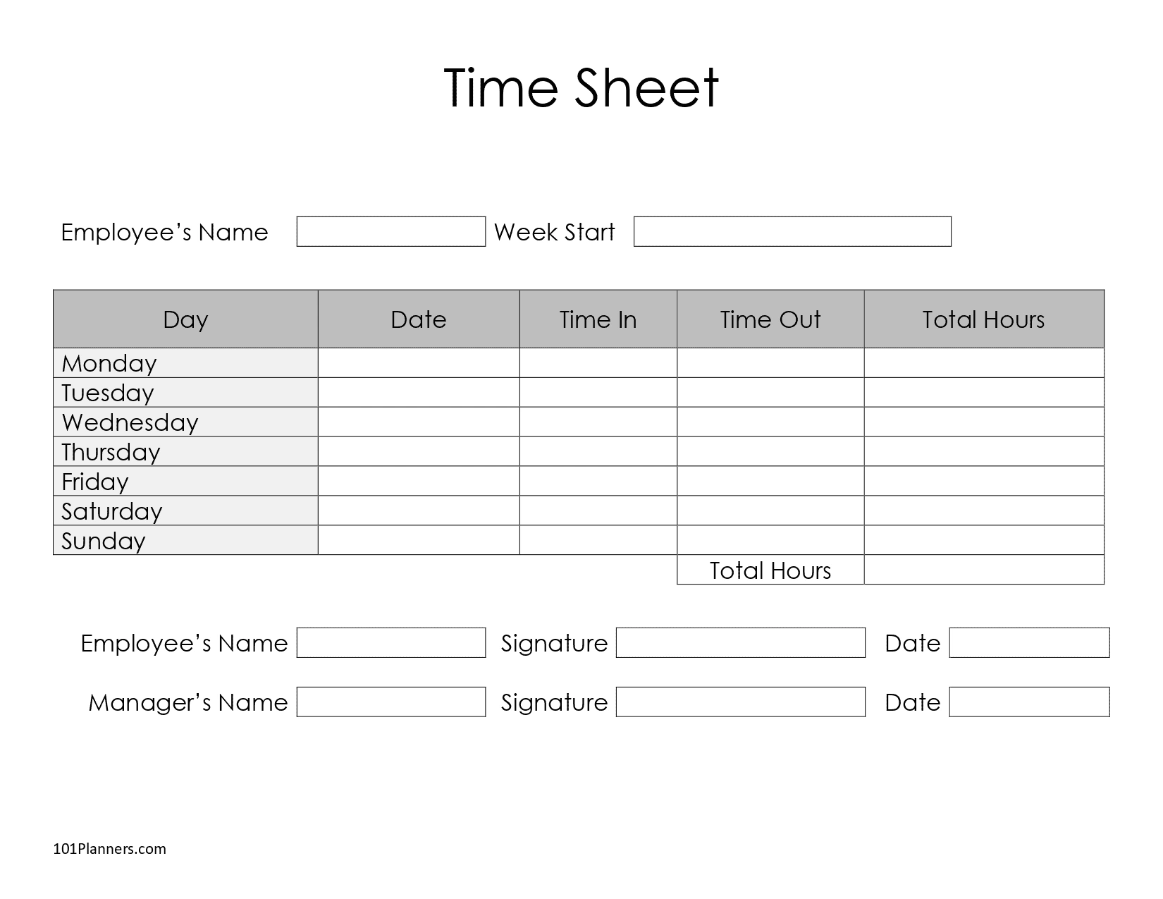 Free Timesheet Template Printables | Instant Download throughout Free Printable Time Sheets