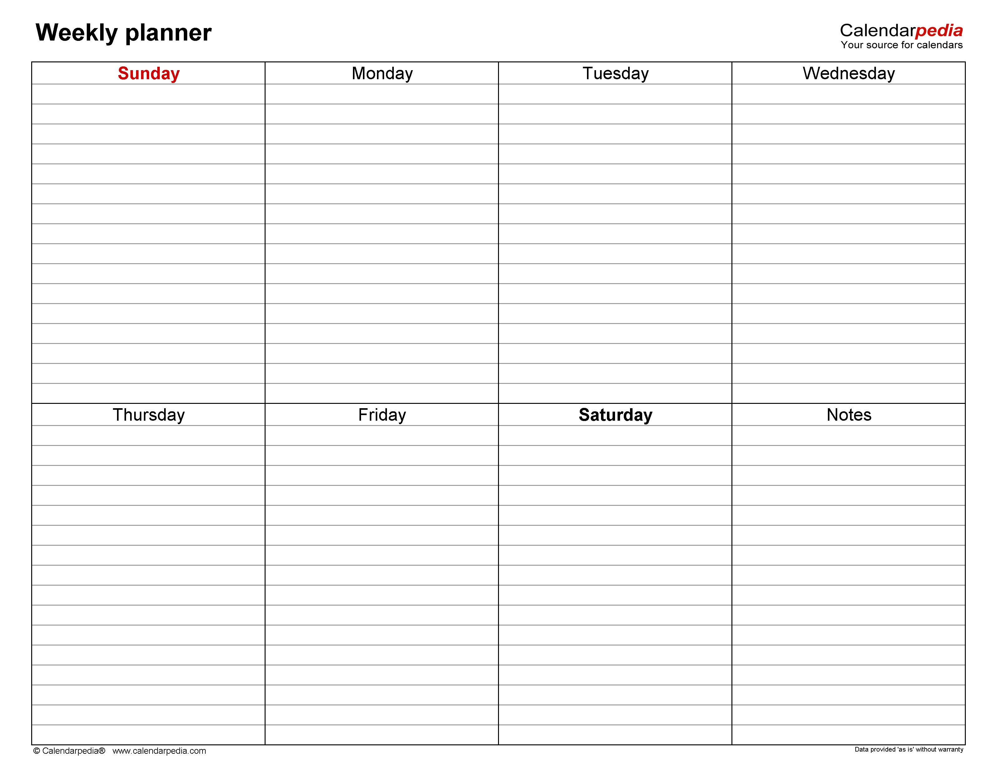 Free Weekly Planners In Pdf Format - 20+ Templates with regard to Downloadable Free Printable Weekly Planner