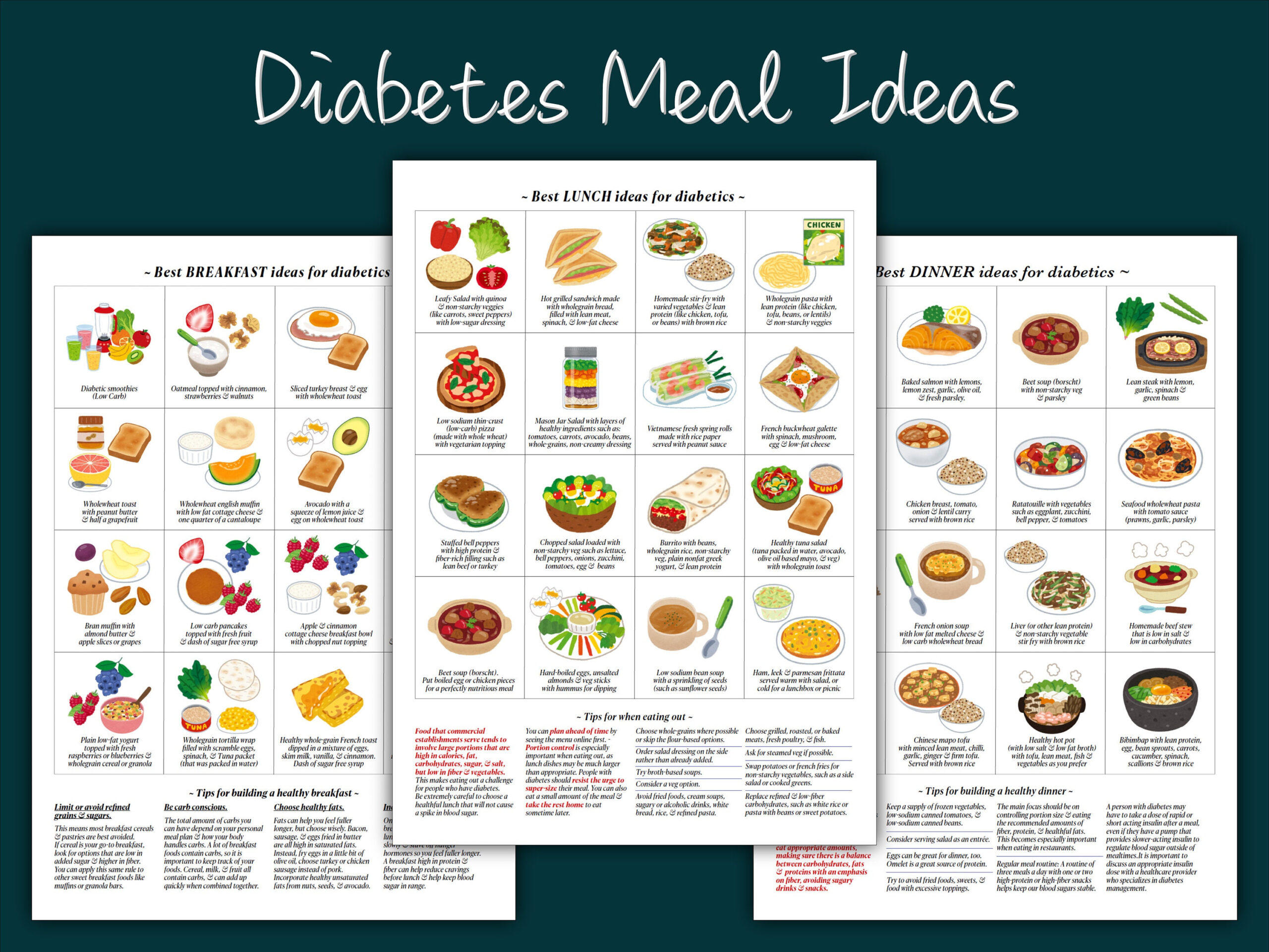Frühstück, Mittag &amp;amp; Abendessen, Pdf Datei Zum Ausdrucken in Type 2 Diabetes Diet Plan Printable