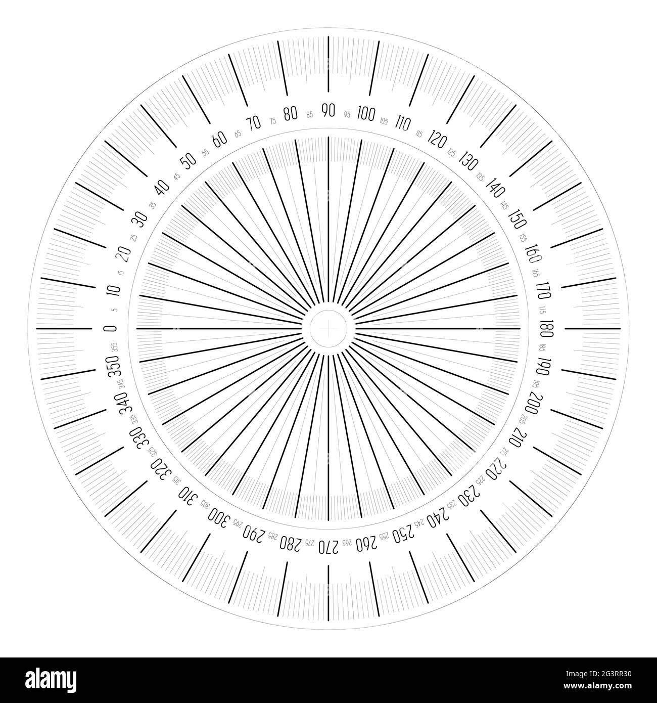 Full 360 Degrees Protractor Measuring Instrument Stock Vector with Protractor For Demo Printable