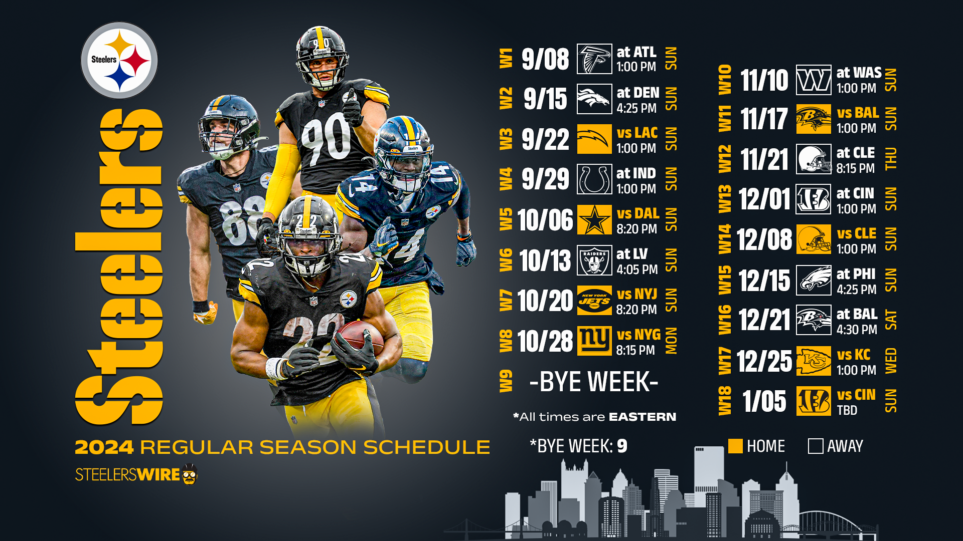 Full Steelers 2024 Regular-Season Schedule in Steelers 2024 Schedule Printable