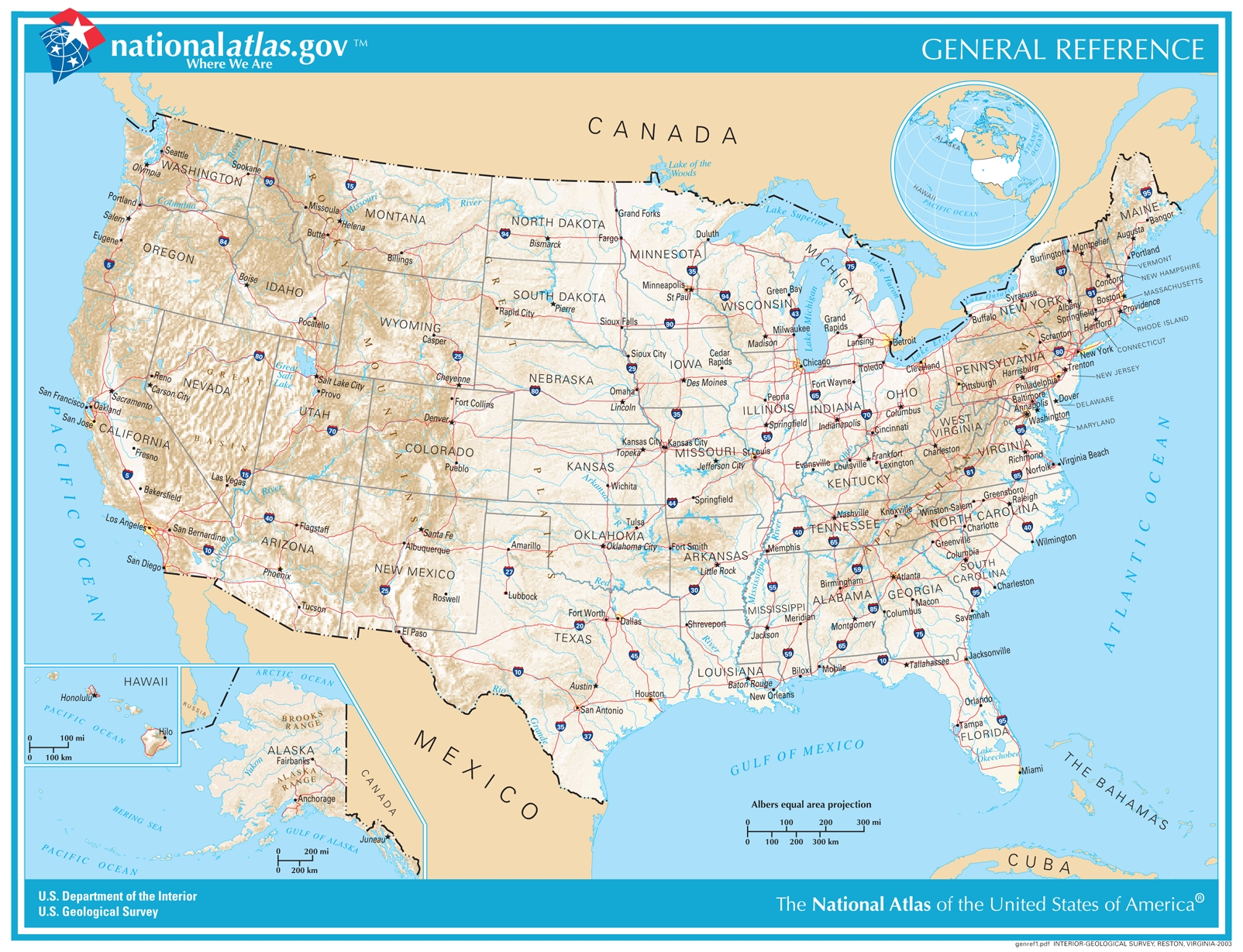 General Reference Printable Map | U.s. Geological Survey for Map Of The United States Printable Free