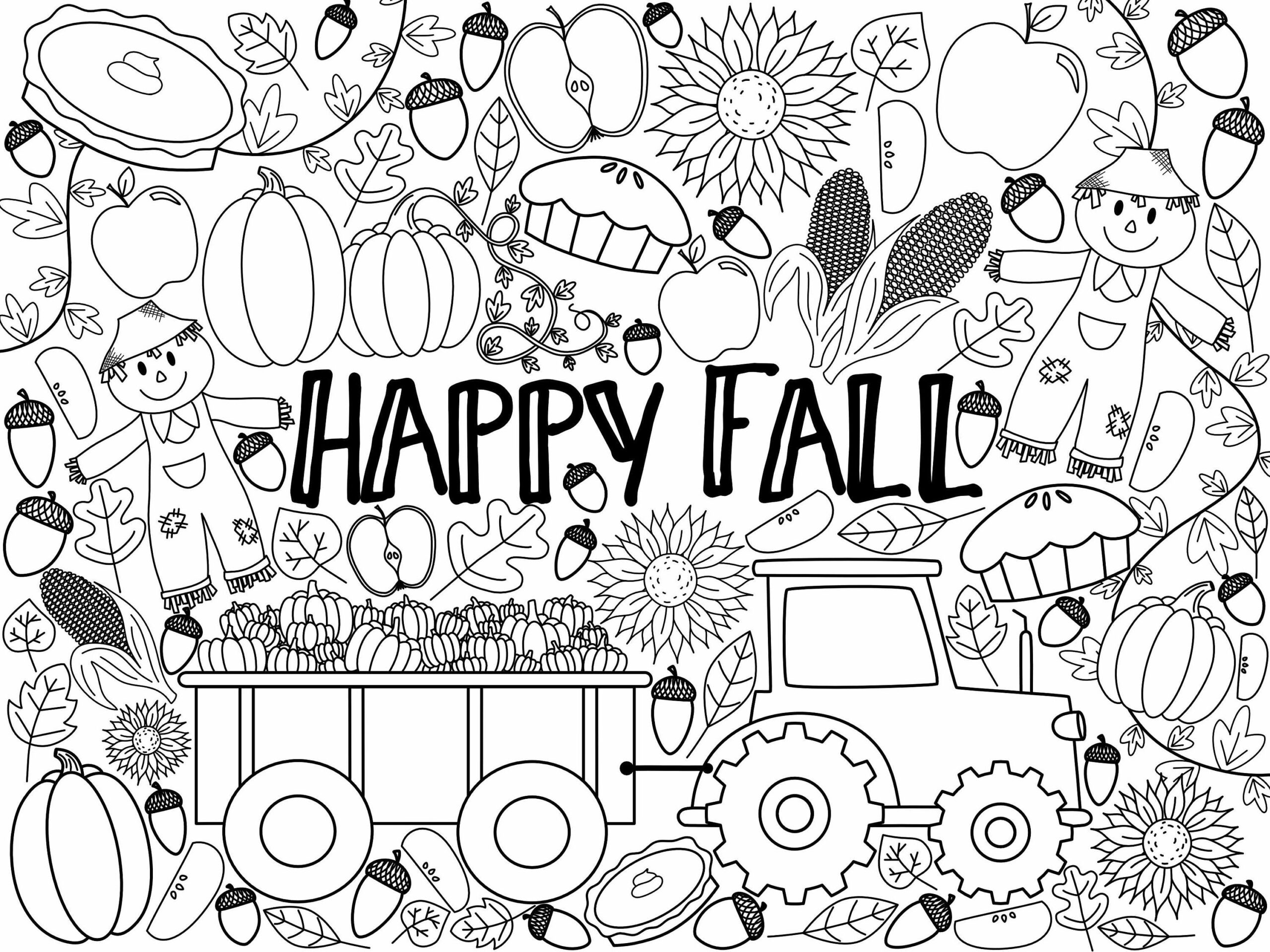 Giant Fall Coloring Page Digital Download - Etsy inside Printable Fall Coloring Sheets