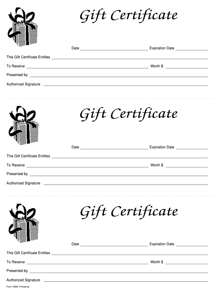 Gift Certificate Template - Fill Online, Printable, Fillable for Gift Certificates Free Printable