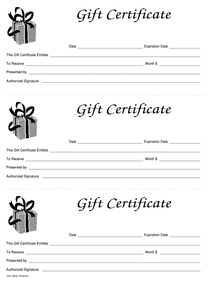 Free Printable Gift Certificate