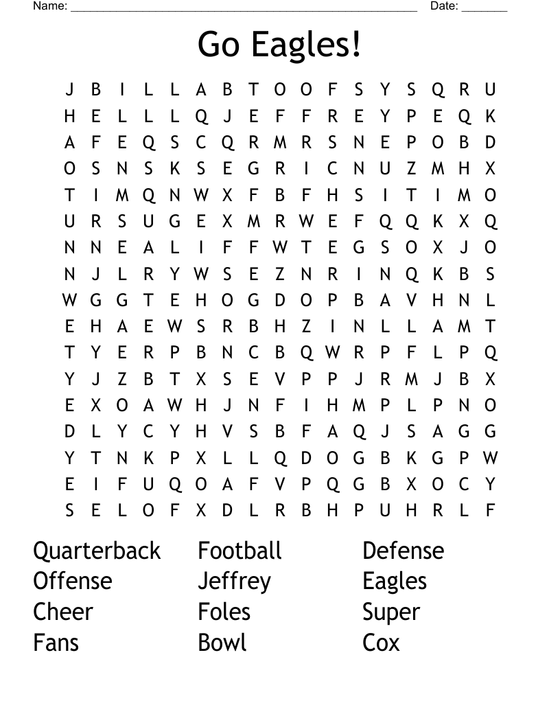 Go Eagles! Word Search - Wordmint with regard to The Eagles Puzzles Printable