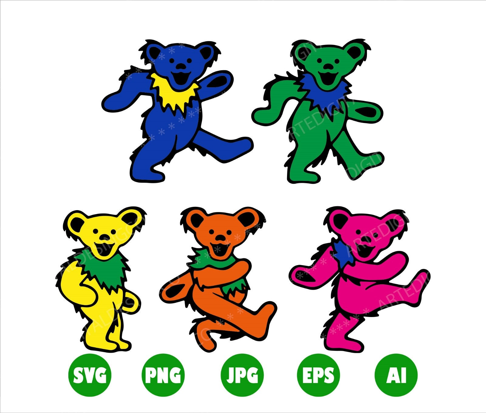 Grateful Dead Dancing Bears Svg, Png, Jpg, Dancing Bears Vector pertaining to Greatful Dead Bear Printable