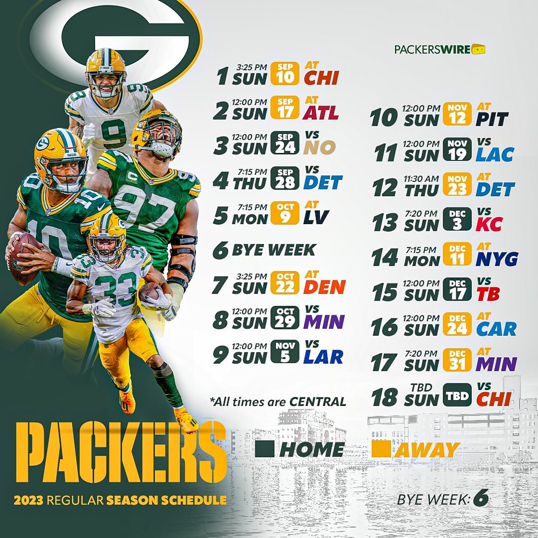 Green Bay Packers 2023 Regular Season Schedule intended for Green Bay Packers Printable Schedule