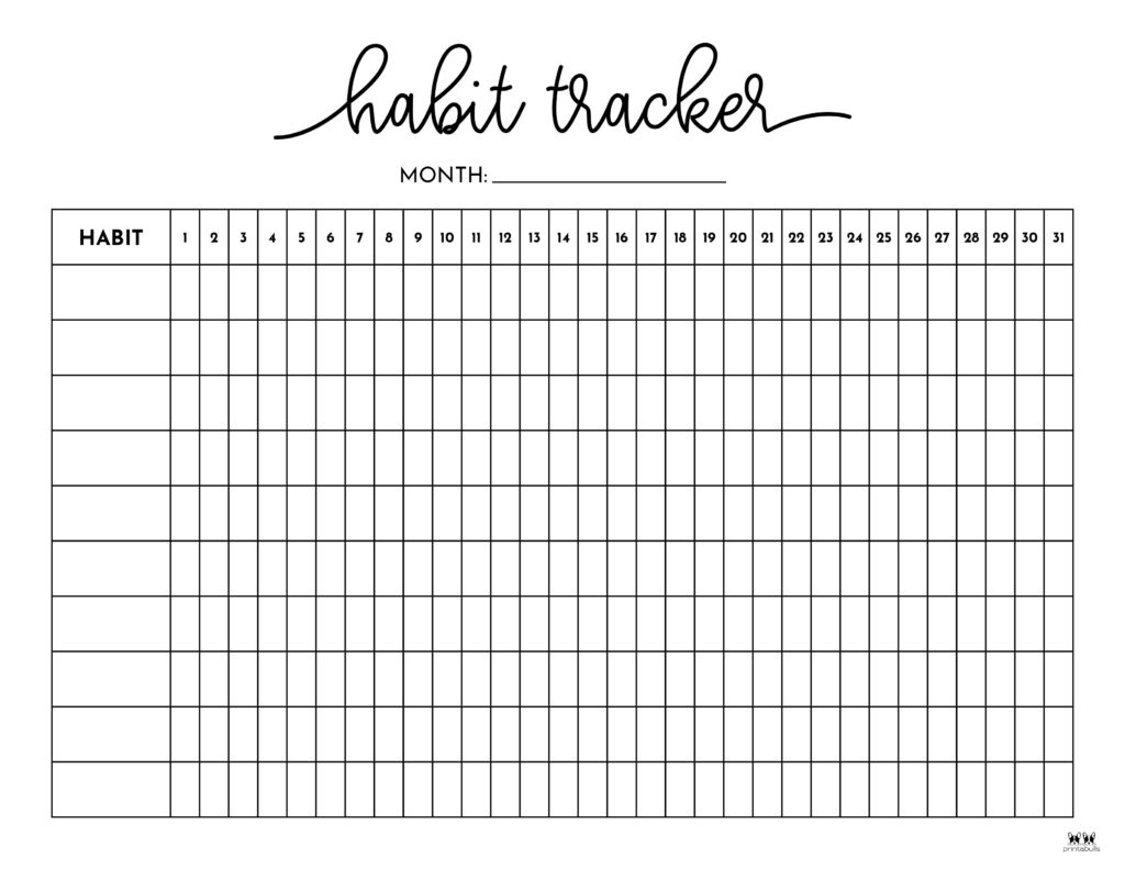 Habit Trackers - 25 Free Printables | Printabulls inside Free Printable Habit Tracker