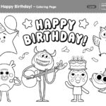 Happy Birthday!   Coloring Page   Super Simple Within Happy Birthday Coloring Printables