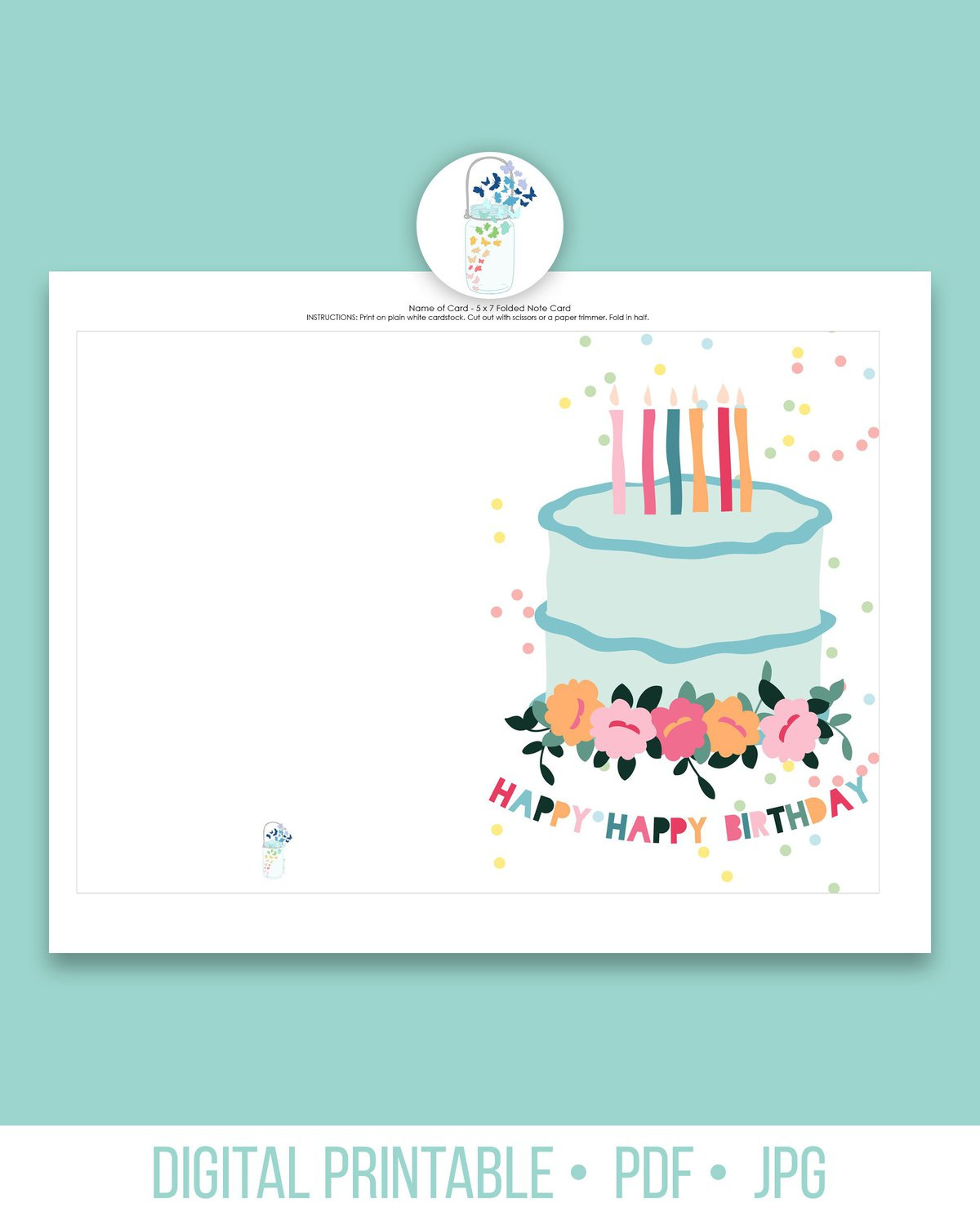 Happy Happy Birthday Printable Card, 5X7 - Lauras Crafty Life inside Happy Birthday Printable Cards