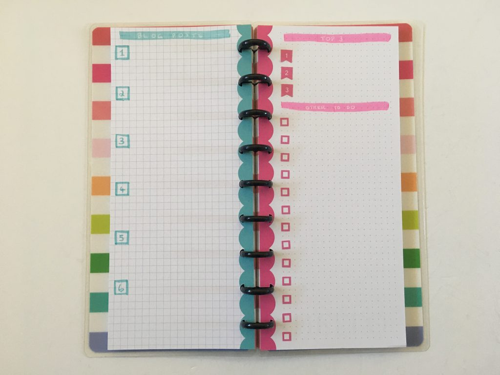 Happy Planner Classic Skinny Weekly Spread (Graph Versus Dot Grid in Bullet Printable Paper Half Sheret