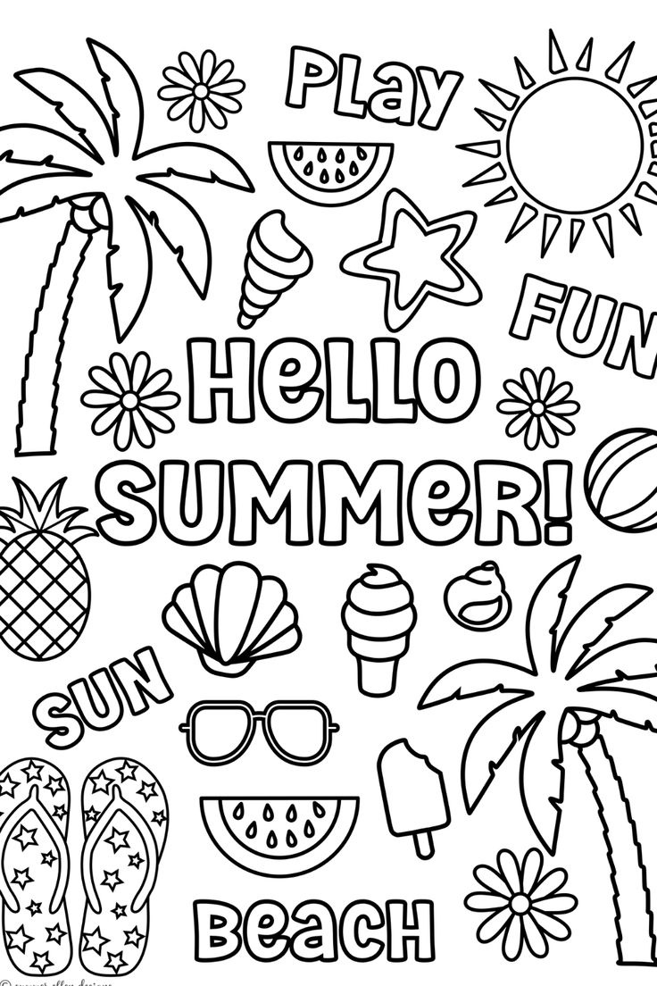 Hello Summer Printable Coloring Pages For Kids in Summer Coloring Sheets Printable