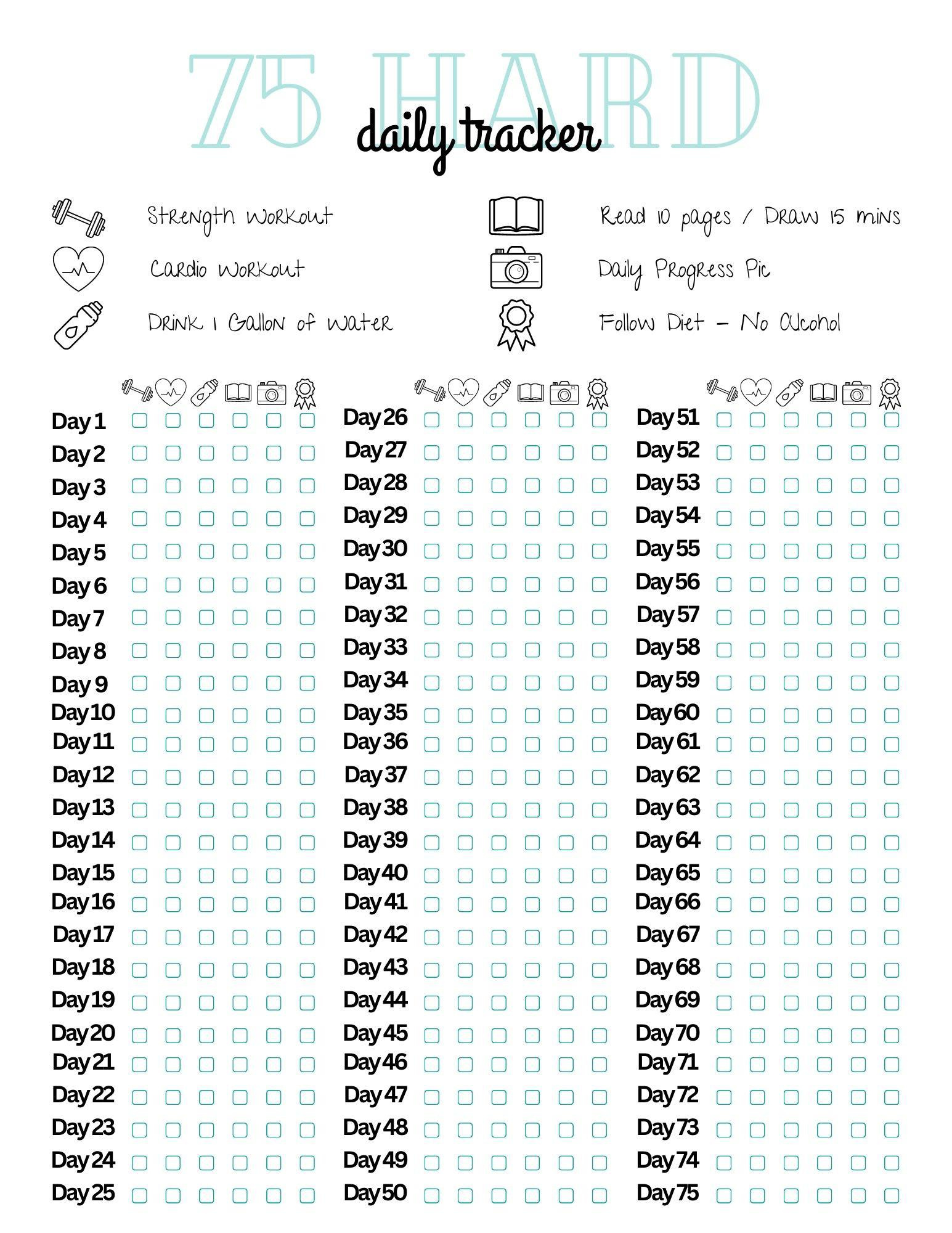 Here&amp;#039;S A Printable I Made! Use As You Please : R/75Hard pertaining to 75 Hard Challenge Printable