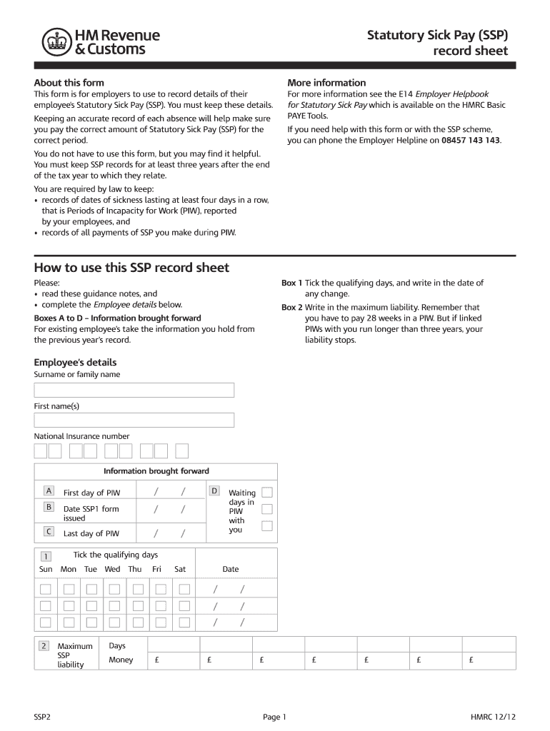 Hmrc Ssp Form: Fill Out &amp;amp; Sign Online | Dochub in Statutory Sick Pay Printable Self Certification Form 2021