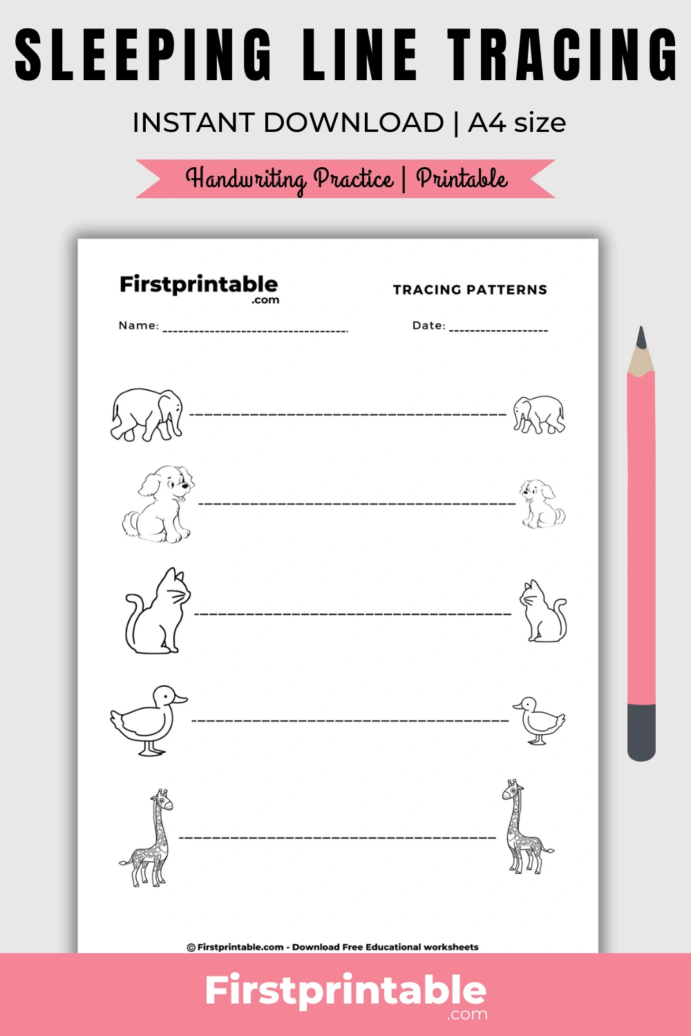 Homeschool Tracing Pattern Worksheet Sleeping Line in Trace Lines Sleeping Printable