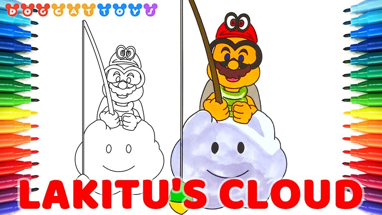 How To Draw Super Mario Odyssey, Lakitu&amp;#039;S Cloud Mario #142 | Drawing Coloring Pages Videos For Kids intended for Cloud Turtle in Mario Drawing Printable