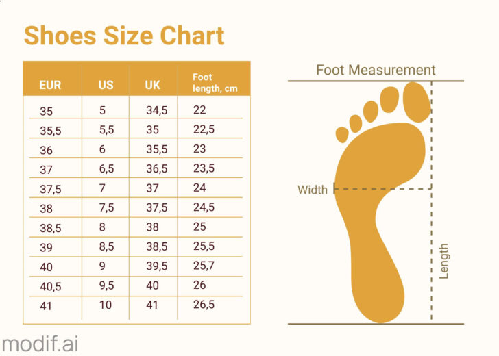 Template Printable Shoe Size Chart For Adults