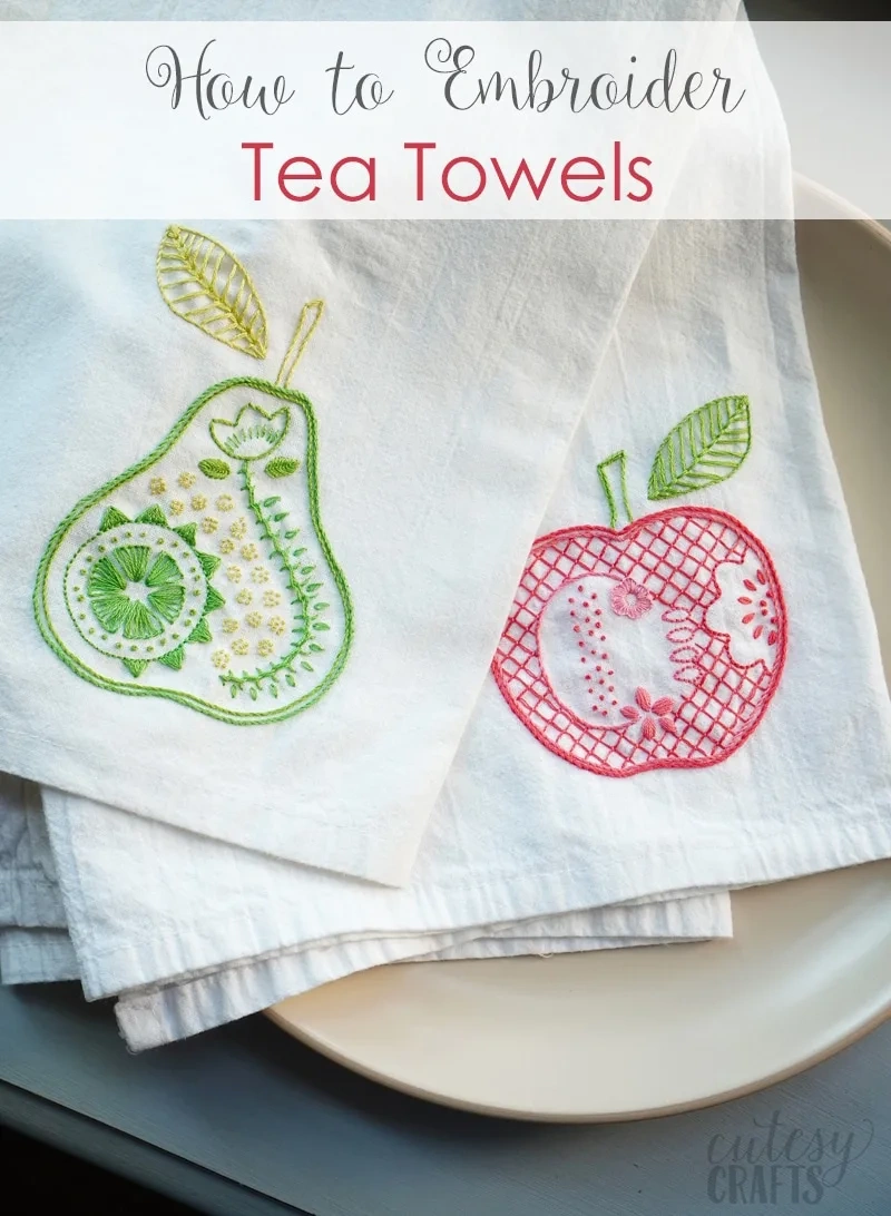 How To Embroider Tea Towels - Cutesy Crafts in Stensil For Embroidery For Towels Printable